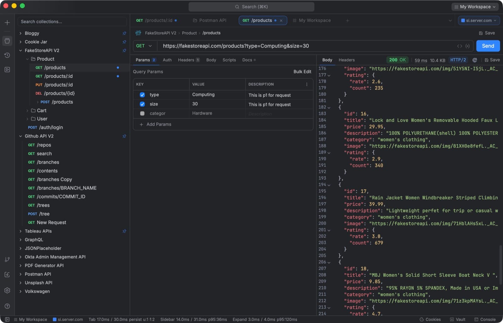 Curlex request builder with a syntax-highlighted response panel