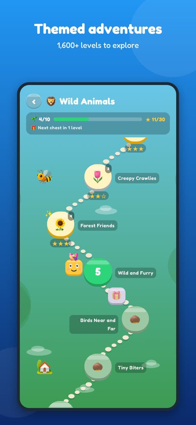 Wild Animals pack map with Blox hopping between levels along a trail